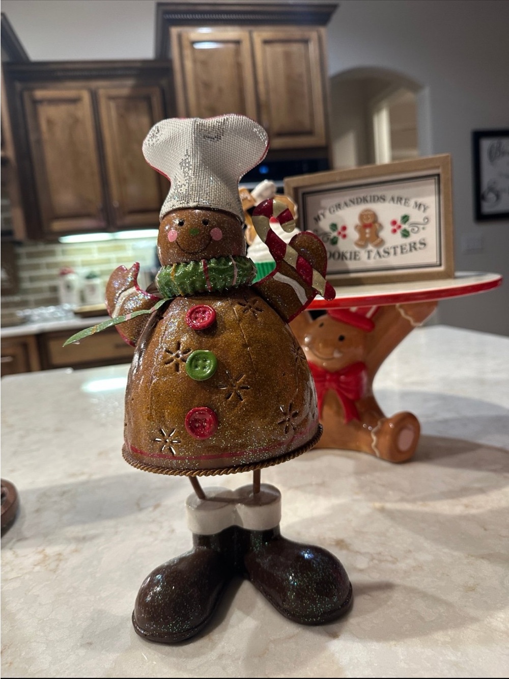 Holiday Metal Gingerbread Chef Figurine - Brown & White